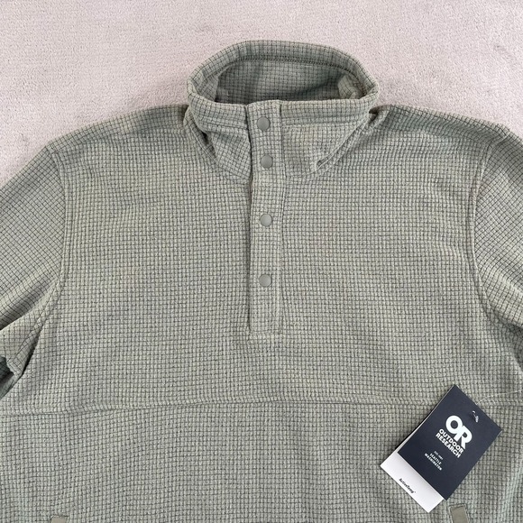 Outdoor Research Trail Mix Snap Pullover Men Medium Flint Fleece UPF 30 NWT $100 - Picture 4 of 9